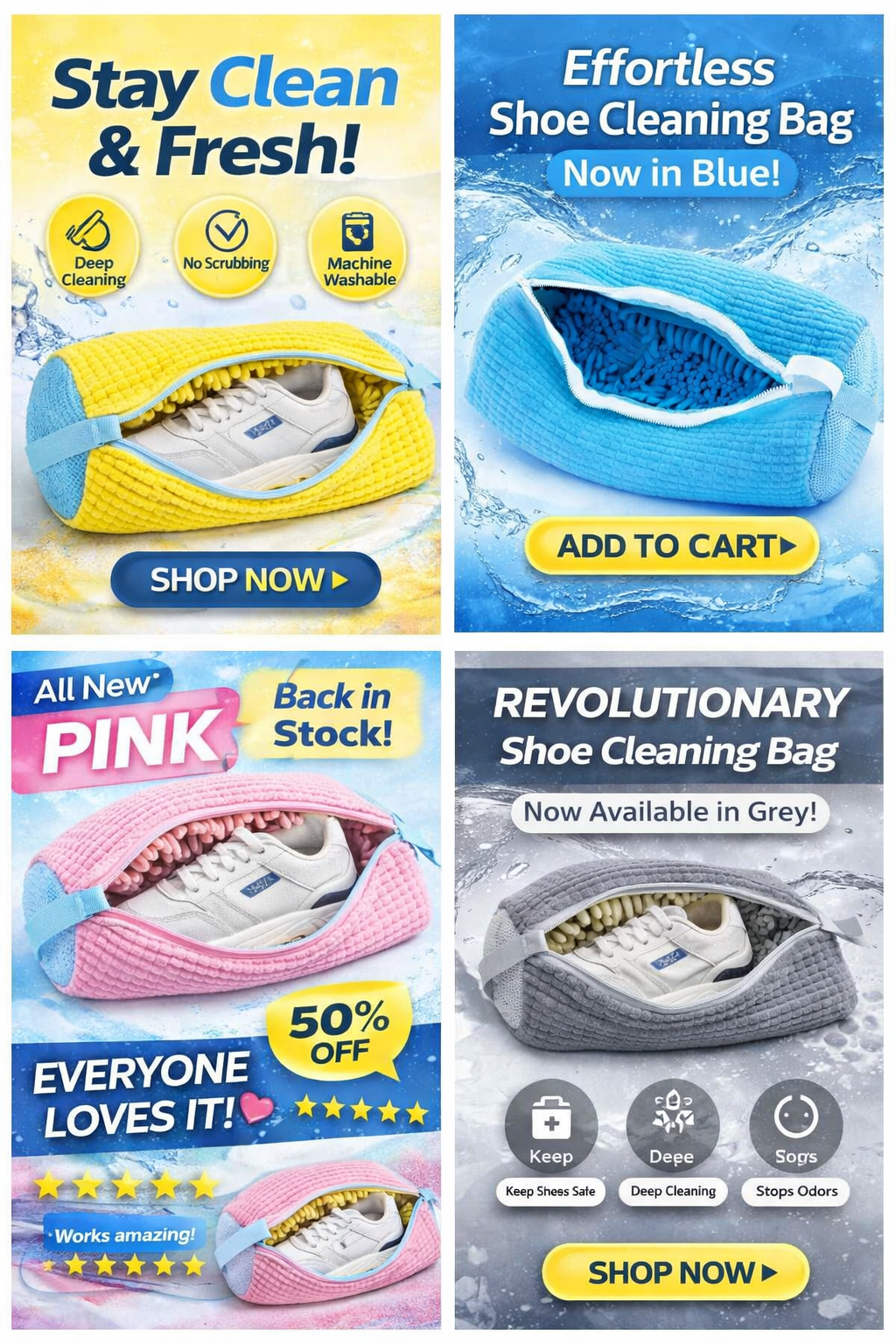 Durable Shoe Washing Machine Bag for All Shoe Types-Yellow with Blue Zipper,Ideal for Sneakers and Casual Shoes,Laundry Wash Bag