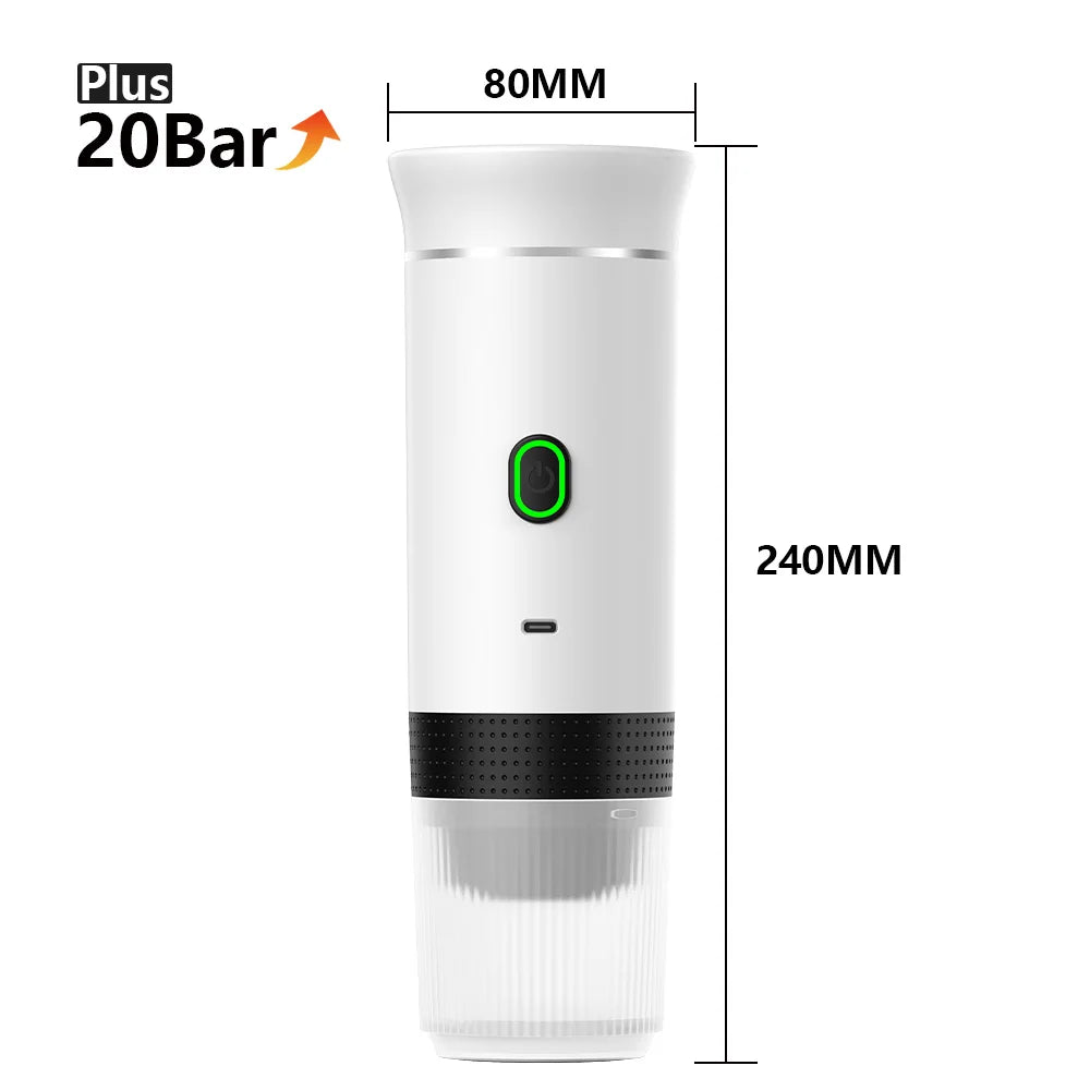 Wireless Electric Portable Espresso Coffee Machine for Car & Home Camping Coffee Maker 3-in-1 Capsule Powder
