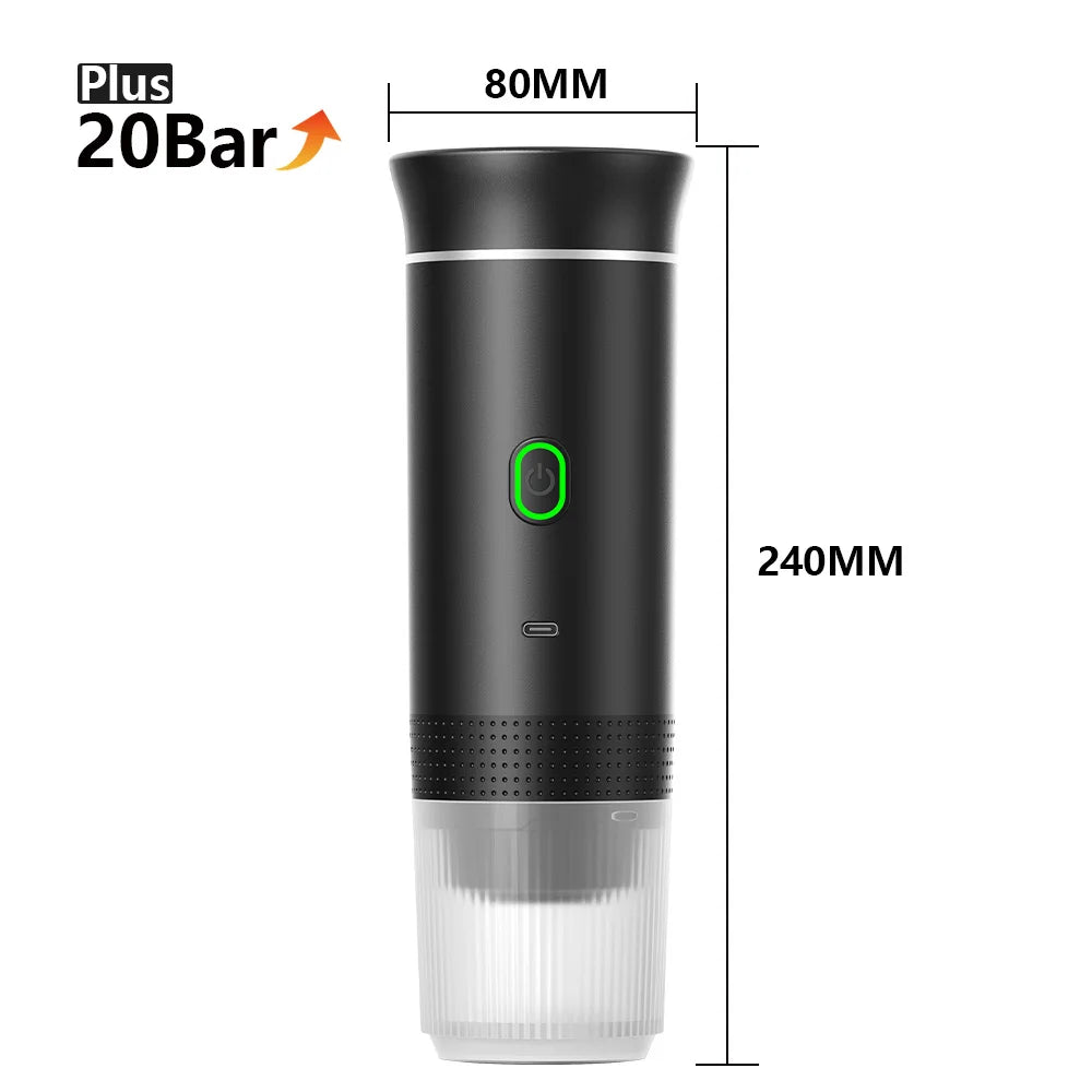 Wireless Electric Portable Espresso Coffee Machine for Car & Home Camping Coffee Maker 3-in-1 Capsule Powder