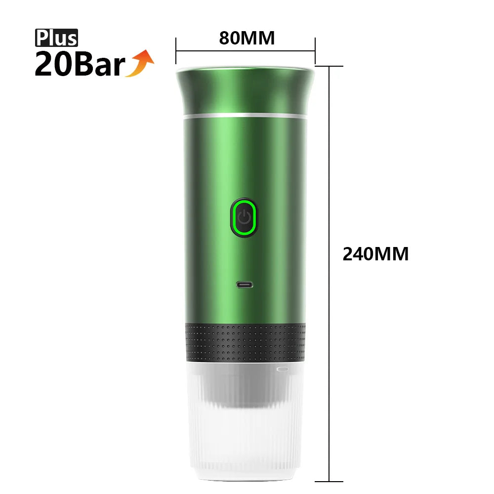 Wireless Electric Portable Espresso Coffee Machine for Car & Home Camping Coffee Maker 3-in-1 Capsule Powder